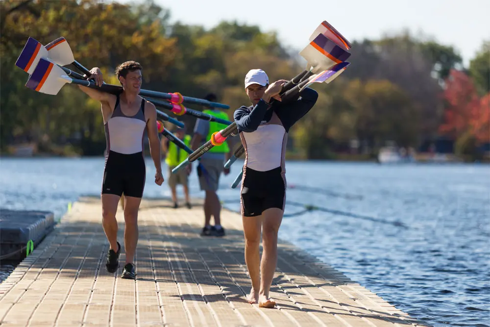 Boat parked on an EZ Dock floating boat port
