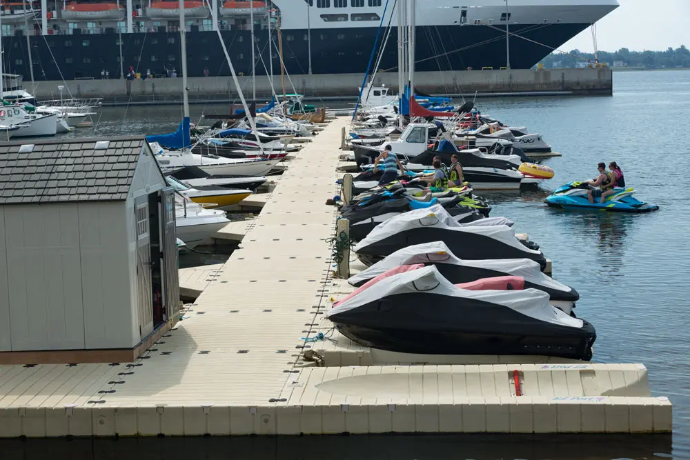 EZ Dock floating dock with aluminum railing system